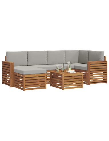 Set divani con cuscino 7 pcs Grigio Naturale e Chiaro