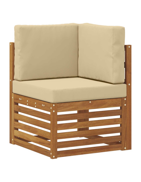 Set divani 7 pcs Naturale e Beige Legno di Acacia Massello