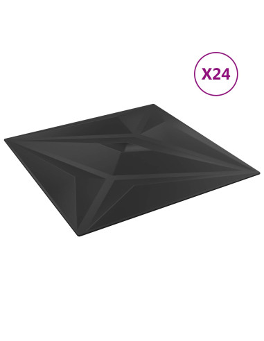Pannelli da parete 24 pcs Stella Nera 50 x 50 cm Schiuma XPS