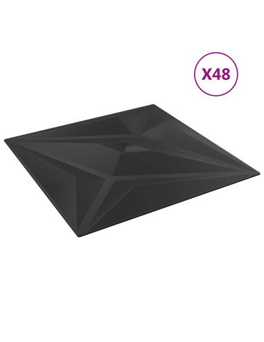 Pannelli da parete 48 pcs Stella Nera 50 x 50 cm Schiuma XPS