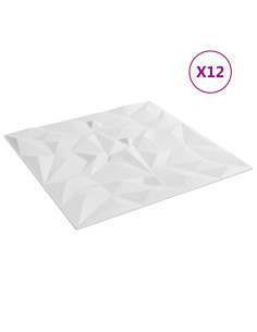 Pannelli da parete 12 pcs Bianco 50 x 50 cm Schiuma XPS 2