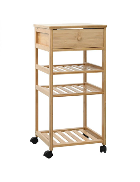 Carrello da Cucina con Ruote Naturale 37 x 36 x 80 cm Bambù