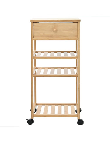Carrello da Cucina con Ruote Naturale 37 x 36 x 80 cm Bambù