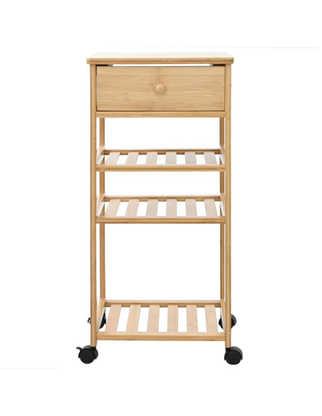 Carrello da Cucina con Ruote Naturale 37 x 36 x 80 cm Bambù
