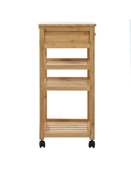 Carrello da Cucina con Ruote Naturale 37 x 36 x 80 cm Bambù