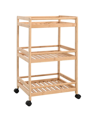 Carrello da Cucina con Ruote Naturale 46 x 38 x 76 cm Bambù