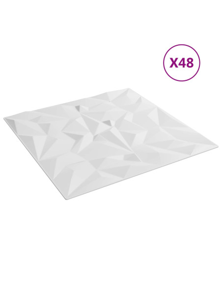 Pannelli da parete 48 pcs Bianco 50 x 50 cm Schiuma XPS