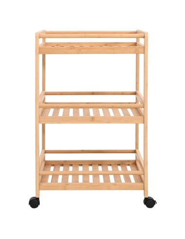 Carrello da Cucina con Ruote Naturale 46 x 38 x 76 cm Bambù