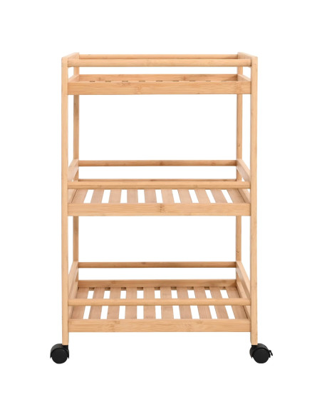 Carrello da Cucina con Ruote Naturale 46 x 38 x 76 cm Bambù