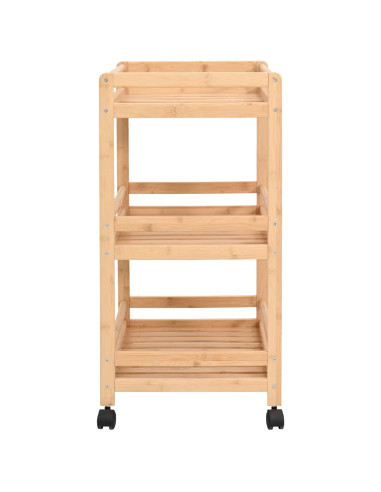 Carrello da Cucina con Ruote Naturale 46 x 38 x 76 cm Bambù