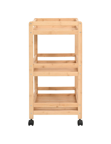 Carrello da Cucina con Ruote Naturale 46 x 38 x 76 cm Bambù