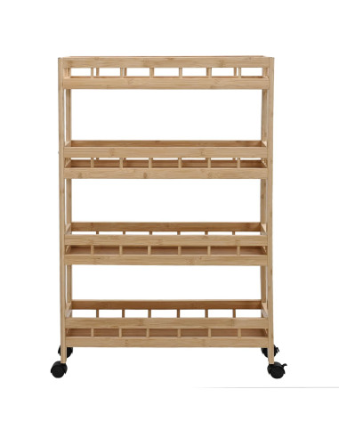 Carrello da Cucina con Ruote Naturale 60 x 18 x 97 cm Bambù