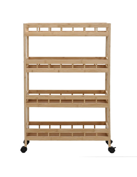 Carrello da Cucina con Ruote Naturale 60 x 18 x 97 cm Bambù