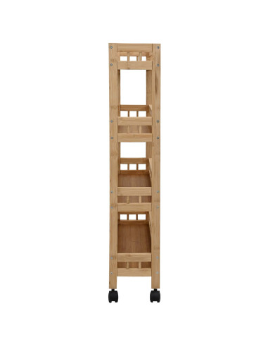 Carrello da Cucina con Ruote Naturale 60 x 18 x 97 cm Bambù
