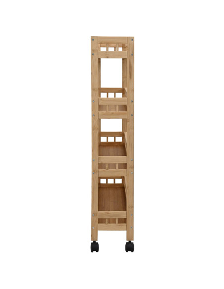 Carrello da Cucina con Ruote Naturale 60 x 18 x 97 cm Bambù