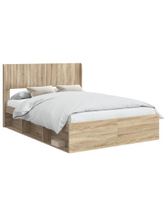 Struttura del letto con stoccaggio e testata Rovere Sonoma 2