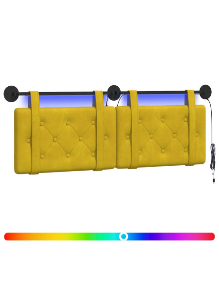 Testiera sospesa Con luce LED Giallo Velluto