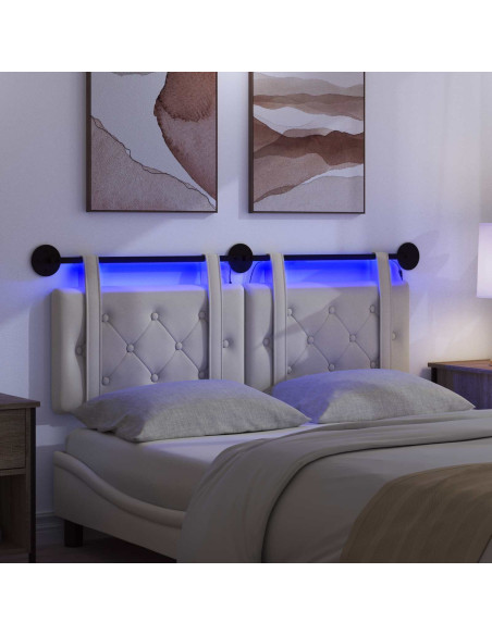 Testiera sospesa Con luce LED Crema Velluto