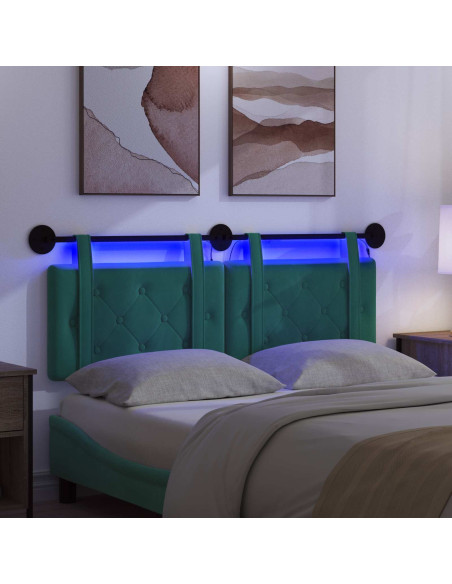 Testiera sospesa Con luce LED Turchese Velluto