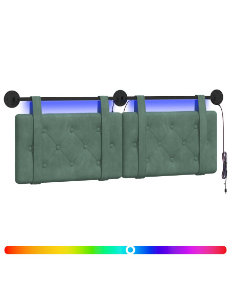 Testiera sospesa Con luce LED Verde Mare Velluto