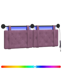Testiera sospesa Con luce LED Viola Velluto 2