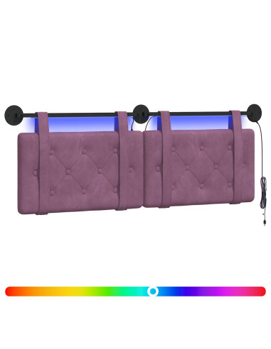 Testiera sospesa Con luce LED Viola Velluto