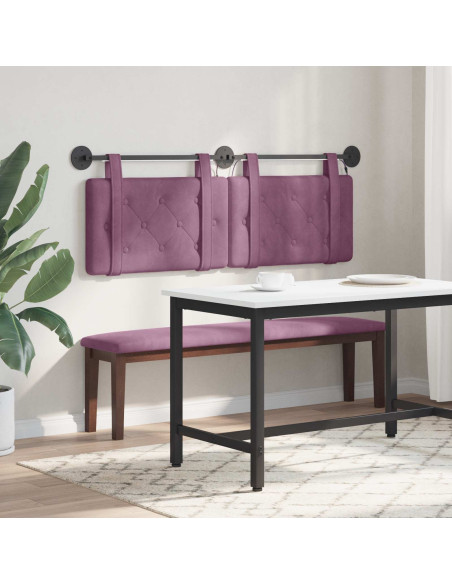 Testiera sospesa Con luce LED Viola Velluto