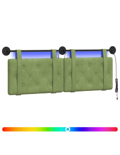Testiera sospesa Con luce LED Verde chiaro Velluto 2