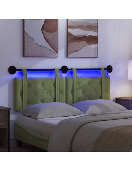 Testiera sospesa Con luce LED Verde chiaro Velluto