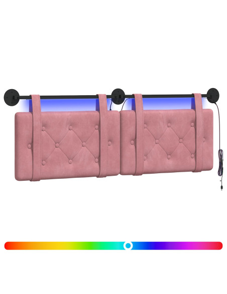 Testiera sospesa Con luce LED Rosa Velluto