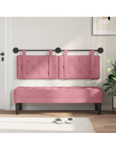 Testiera sospesa Con luce LED Rosa Velluto