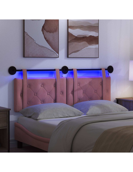 Testiera sospesa Con luce LED Rosa Velluto