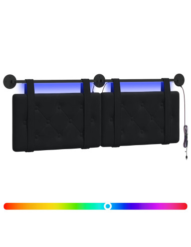 Testiera sospesa Con luce LED Nero Velluto