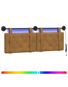 Testiera sospesa Con luce LED Marrone Velluto 2