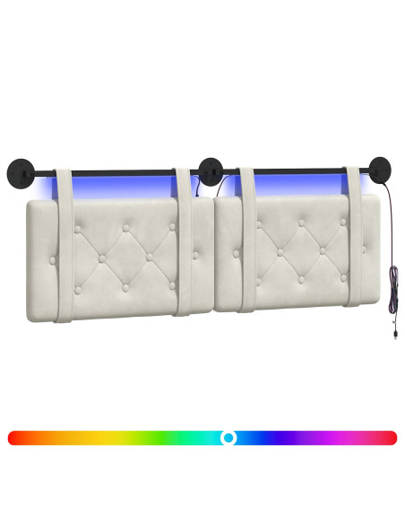 Testiera sospesa Con luce LED Crema Velluto