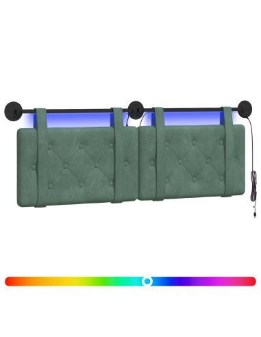 Testiera sospesa Con luce LED Verde Mare Velluto