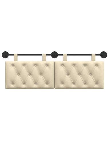 Testata appesa Montaggio a parete Crema 130 x 55 x 7 cm Tessuto