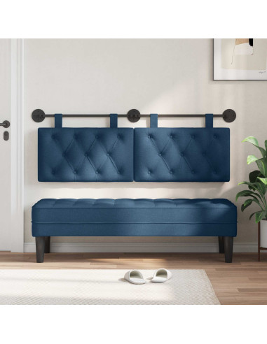 Testata appesa Montaggio a parete Blu 130 x 55 x 7 cm Tessuto