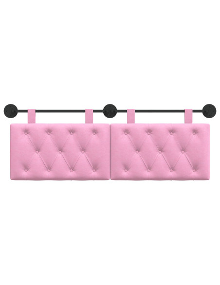 Testata appesa Montaggio a parete Rosa 130 x 55 x 7 cm Tessuto