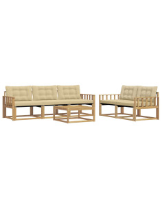 Set di divani da esterno 6 pcs Bianco e Beige 79 x 79 x 37 cm 2