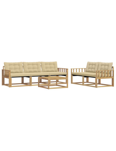 Set di divani da esterno 6 pcs Bianco e Beige 79 x 79 x 37 cm