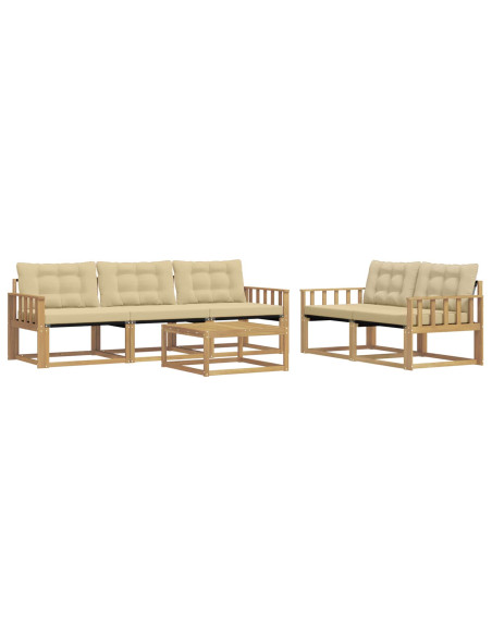 Set di divani da esterno 6 pcs Bianco e Beige 79 x 79 x 37 cm