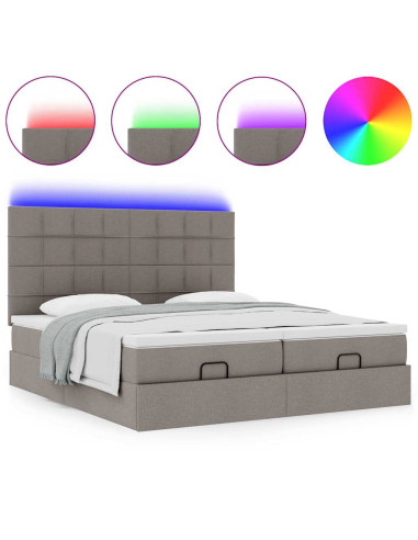 Struttura Letto Pouf con Materassi Tortora 160x200cm in Tessuto