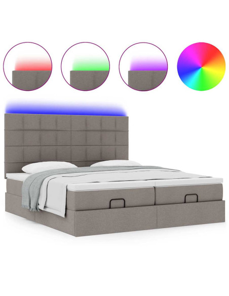 Struttura Letto Pouf con Materassi Tortora 160x200cm in Tessuto