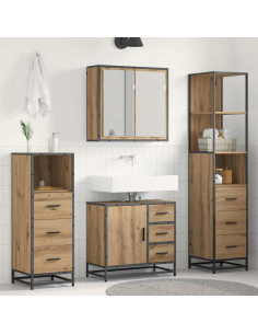 Set di mobili per il bagno con porta 4 pcs rovere artigianale 2