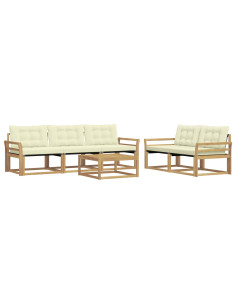 Set di divani da esterno 6 pcs Bianco e Crema 79 x 79 x 37 cm 2