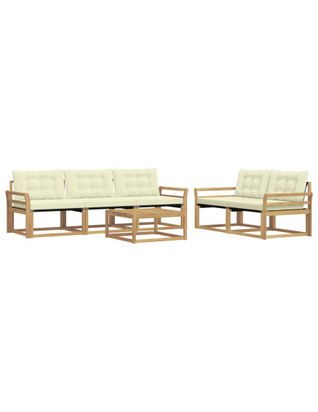 Set di divani da esterno 6 pcs Bianco e Crema 79 x 79 x 37 cm