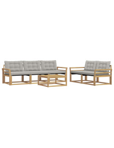 Set di divani da esterno 6 pcs Bianco e Grigio Chiaro 2
