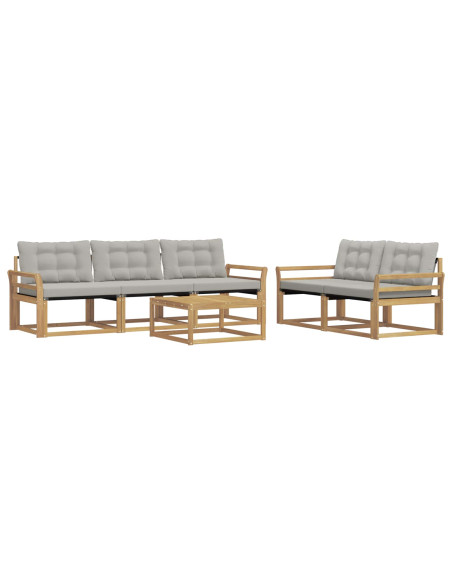Set di divani da esterno 6 pcs Bianco e Grigio Chiaro