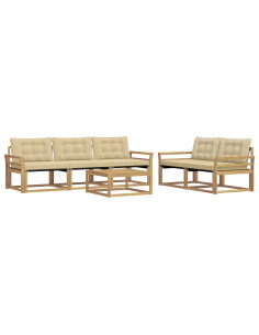 Set di divani da esterno 6 pcs Bianco e Beige 79 x 79 x 37 cm 2